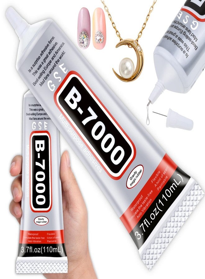 Cludoo B7000 Rhinestones Glue for Crafts, 110ML Glue of Diamond Jewelry 3.7fl.oz Clear B-7000 Super Jewelry Glue Transparent Industrial Adhesive for Fabric Phone Repair Jewelery Making Crystal Gem - Image 1